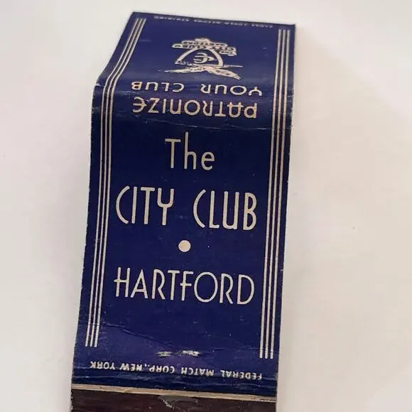 The City Club Hartford CT Vintage Matchbook Cover TB8-MB-15 - Picture 1 of 2